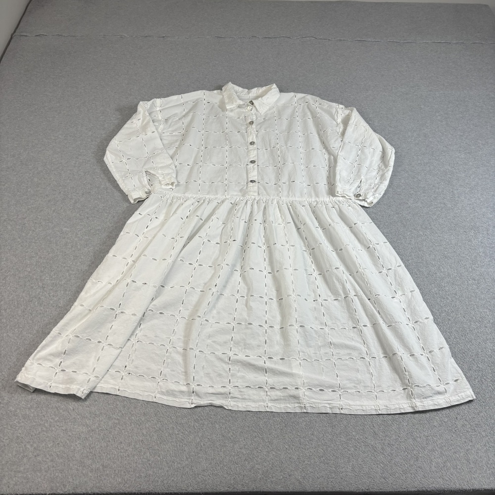 Bitte Kai Rand Dress Women 3 White Eyelet Organic Cotton Boho Sheer Lagenlook